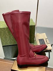 Fortok Gucci Horsebit Elastic High Boots Burgundy - 4