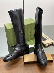 Fortok Gucci Horsebit Elastic High Boots Black - 3