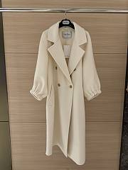 Fortok Maxmara Double-breasted Long Coat White With Back Vent - 1