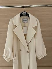 Fortok Maxmara Double-breasted Long Coat White With Back Vent - 4