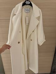 Fortok Maxmara Double-breasted Long Coat White With Back Vent - 3