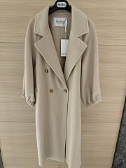 Fortok Maxmara Double-breasted Long Coat Beige With Back Vent - 6