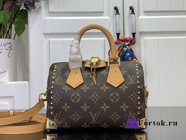 Fortok Louis Vuitton Speedy Trunk 20 Bag Brown & Beige M13146 20.5x13.5x11cm - 1