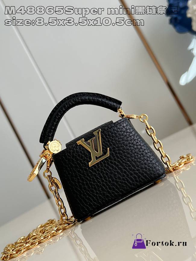 Fortok Louis Vuitton Micro Capucines Bag Black M48865 8.5x3.5x10.5cm - 1