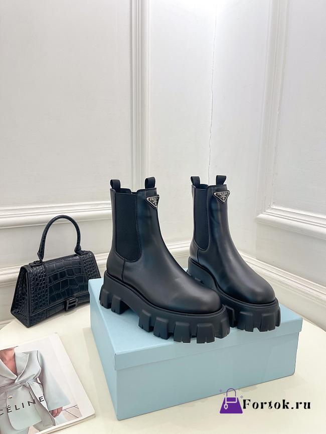 Fortok Prada Black Monolith Brushed Leather Boots - 1