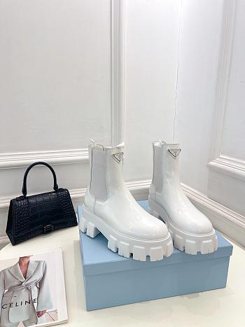 Fortok Prada White Monolith Brushed Leather Boots