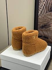 Fortok Prada Shearling Booties Caramel - 6