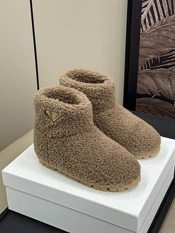 Fortok Prada Shearling Booties Brown