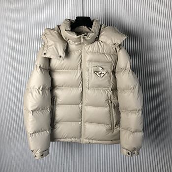 Fortok Prada Nylon Triangle Down Jacket Beige