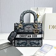 Fortok Dior Lady Lucky Star Embroidery Pattern Bag Green 24x20x11cm - 1
