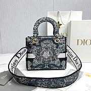 Fortok Dior Lady Lucky Star Embroidery Pattern Bag Green 24x20x11cm - 4