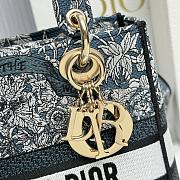 Fortok Dior Lady Lucky Star Embroidery Pattern Bag Green 24x20x11cm - 2
