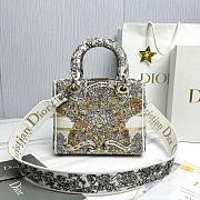 Fortok Dior Lady Lucky Star Embroidery Pattern Bag Yellow 24x20x11cm - 6