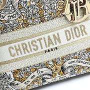 Fortok Dior Lady Lucky Star Embroidery Pattern Bag Yellow 24x20x11cm - 5