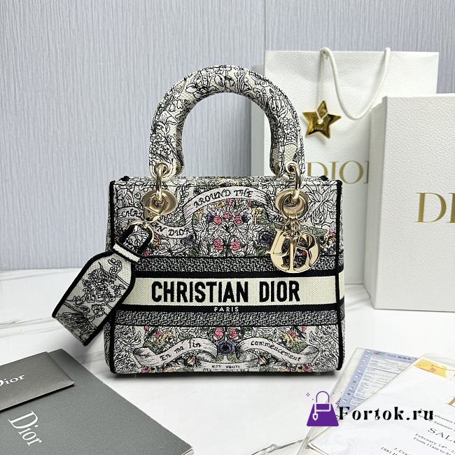 Fortok Dior Lady Lucky Star Embroidery Pattern Bag Multicolor 24x20x11cm - 1