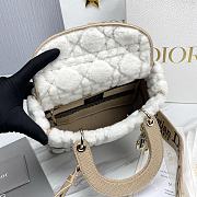 Fortok Dior Lady Five-grid Princess Diana Furry Bag White & Beige 24x20x11cm - 3