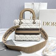 Fortok Dior Lady Five-grid Princess Diana Furry Bag White & Beige 24x20x11cm - 4