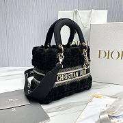 Fortok Dior Lady Five-grid Princess Diana Furry Bag Black 24x20x11cm - 6