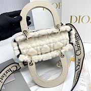 Fortok Dior Lady Five-grid Princess Diana Furry Bag Black & White 24x20x11cm - 4