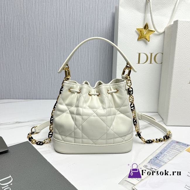 Fortok Dior Jolie Bucket Bag White M2780 17×16×9cm - 1