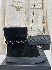Fortok Chanel Fur Velvet Ankle Boots Black - 1