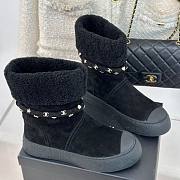 Fortok Chanel Fur Velvet Ankle Boots Black - 5