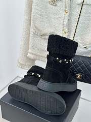 Fortok Chanel Fur Velvet Ankle Boots Black - 3