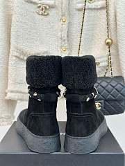Fortok Chanel Fur Velvet Ankle Boots Black - 4