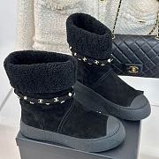 Fortok Chanel Fur Velvet Ankle Boots Black - 2
