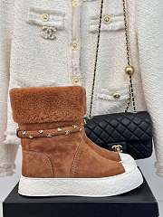 Fortok Chanel Fur Velvet Ankle Boots Brown - 1