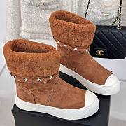 Fortok Chanel Fur Velvet Ankle Boots Brown - 5