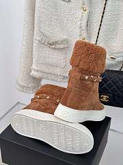 Fortok Chanel Fur Velvet Ankle Boots Brown - 3