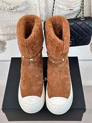 Fortok Chanel Fur Velvet Ankle Boots Brown - 4