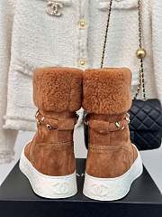 Fortok Chanel Fur Velvet Ankle Boots Brown - 6