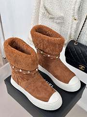 Fortok Chanel Fur Velvet Ankle Boots Brown - 2