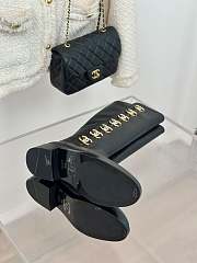 Fortok Chanel Black Leather Gold Plated CC Logo Turnlock Knee High Boots - 5
