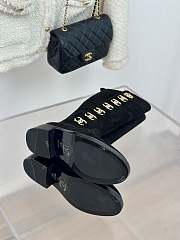 Fortok Chanel Black Velvet Leather Gold Plated CC Logo Turnlock Knee High Boots - 6