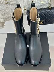 Fortok Chanel Black Leather Gold Plated CC Logo Turnlock Short Boots - 4