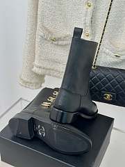 Fortok Chanel Black Leather Gold Plated CC Logo Turnlock Short Boots - 5