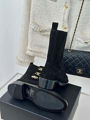Fortok Chanel Black Velvet Leather Gold Plated CC Logo Turnlock Short Boots - 3