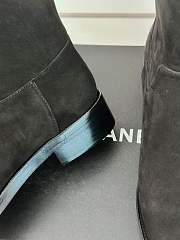 Fortok Chanel Black Velvet Leather Gold Plated CC Logo Turnlock Short Boots - 6