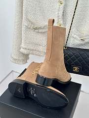 Fortok Chanel Beige Velvet Leather Gold Plated CC Logo Turnlock Short Boots - 4