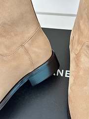 Fortok Chanel Beige Velvet Leather Gold Plated CC Logo Turnlock Short Boots - 2