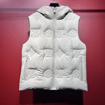 Fortok Louis Vuitton Embossed Logo Padded Down Vest White