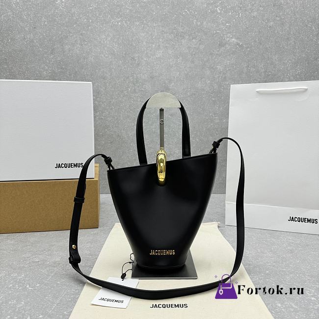 Fortok Jacquemus Le Petit Bambola Black Leather Bag 10×20cm  - 1