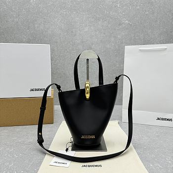 Fortok Jacquemus Le Petit Bambola Black Leather Bag 10×20cm 