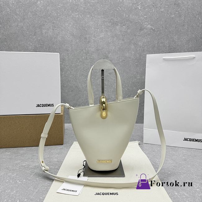 Fortok Jacquemus Le Petit Bambola White Leather Bag 10×20cm  - 1
