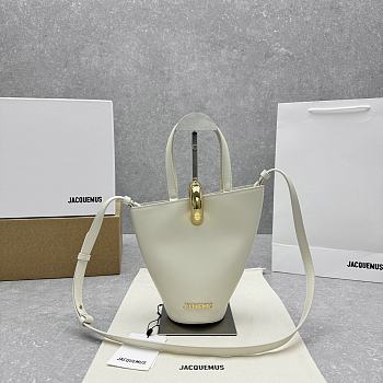 Fortok Jacquemus Le Petit Bambola White Leather Bag 10×20cm 