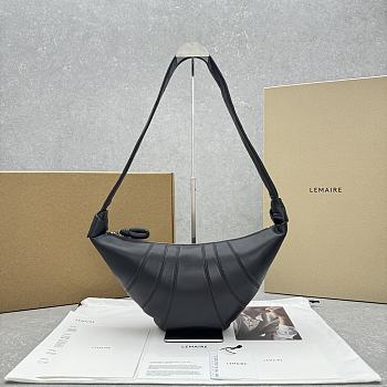 Fortok Lemaire Medium Croissant Bag Black Soft Nappa Leather 46x22x7cm