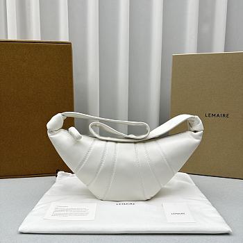 Fortok Lemaire Medium Croissant Bag White Soft Nappa Leather 46x22x7cm